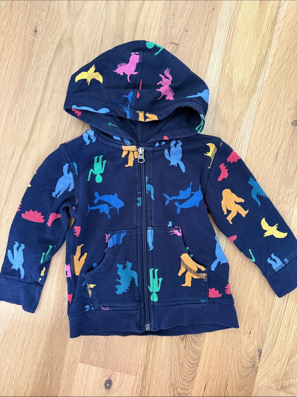 Hanna Andersson Navy Multiprint Hooded Zip Up